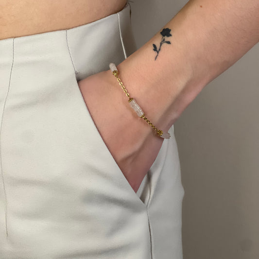 bracelet rachel quartz rose doré