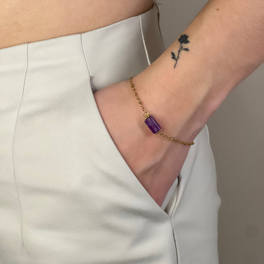 bracelet cléa améthyste doré