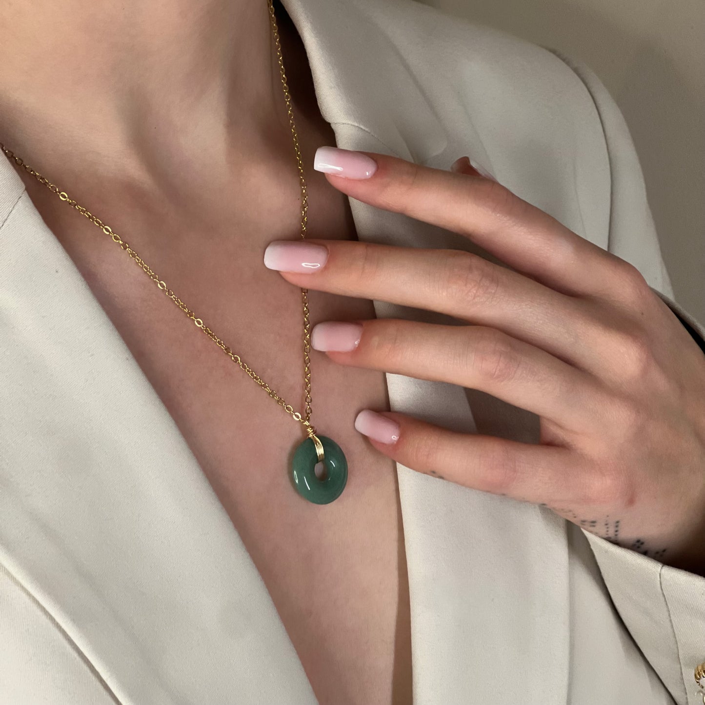 collier sarah aventurine verte doré