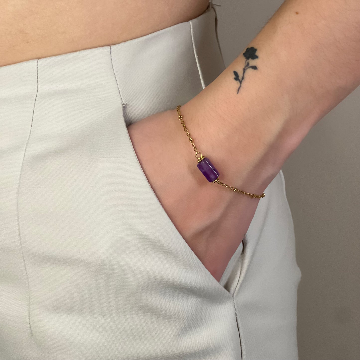 bracelet cléa améthyste doré