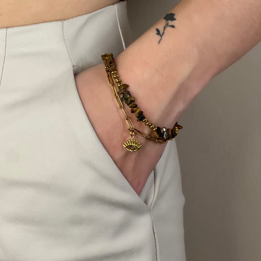 bracelet horus oeil de tigre doré