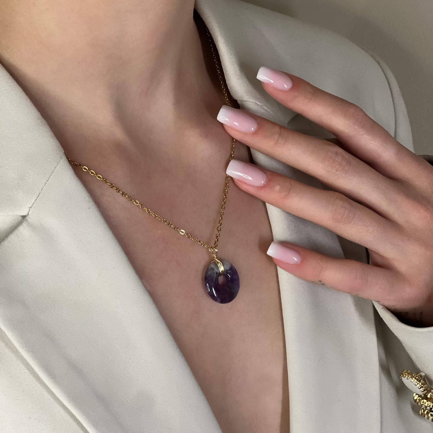 collier sarah améthyste doré