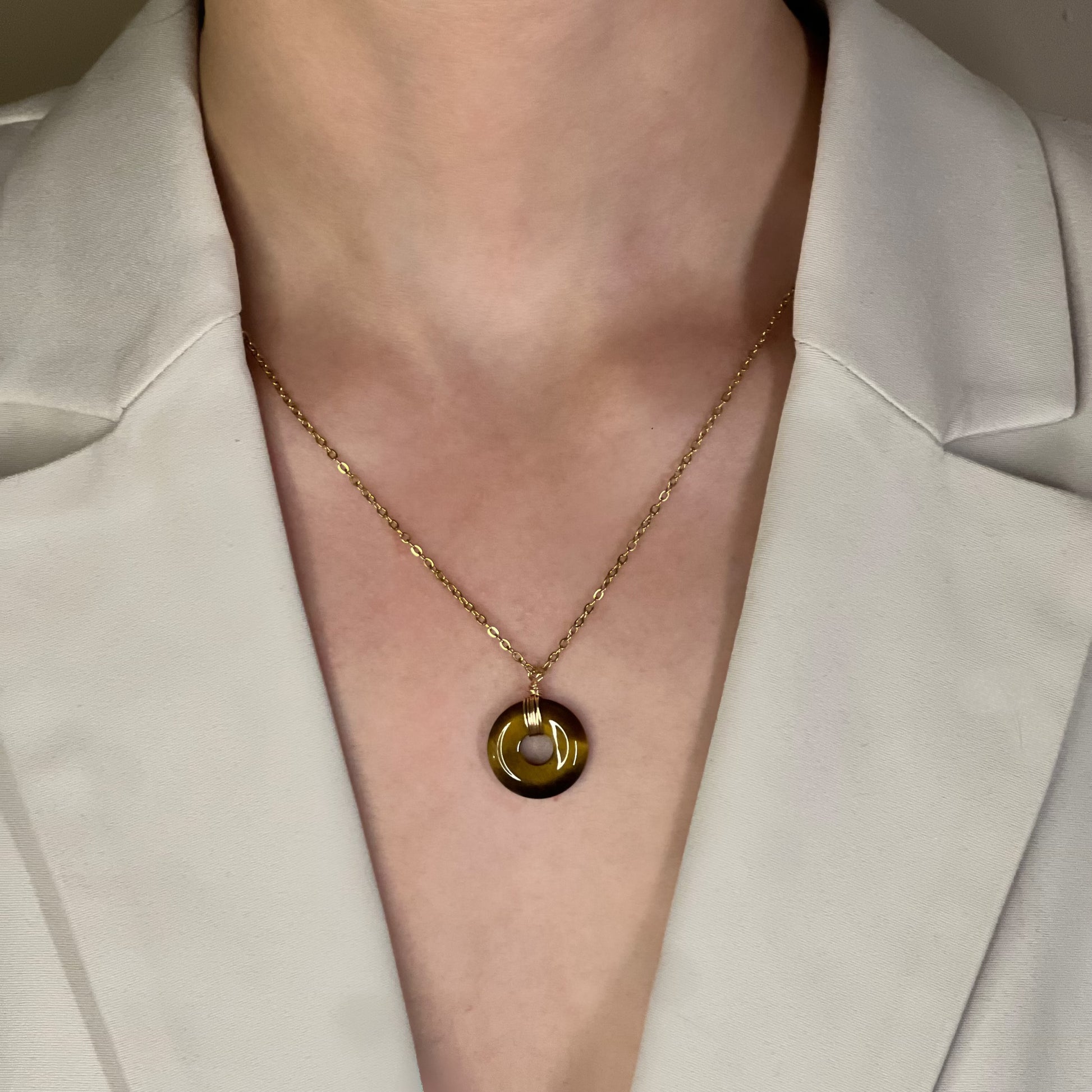 collier sarah oeil de tigre doré