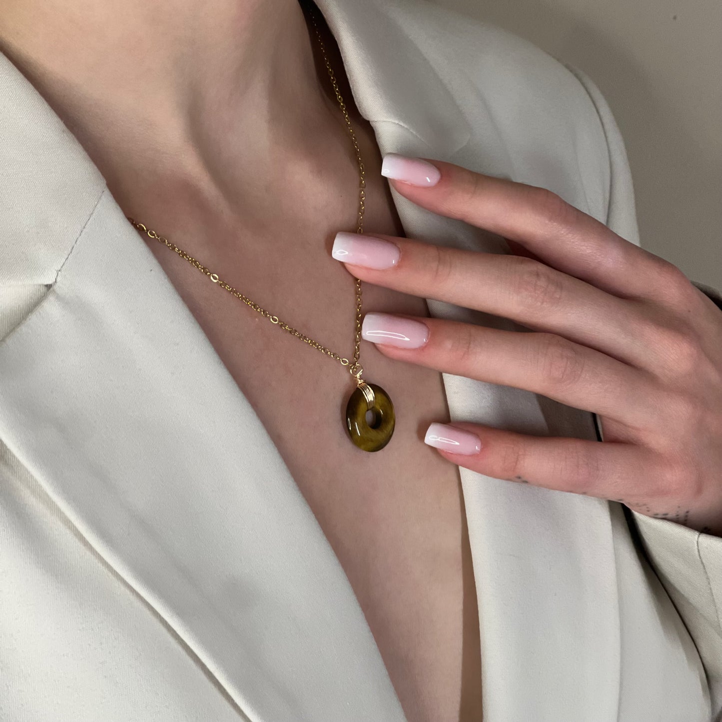 collier sarah oeil de tigre doré