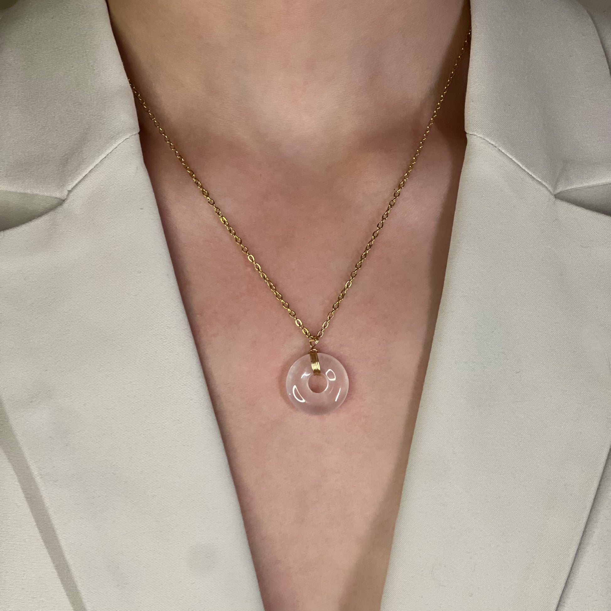 collier sarah quartz rose doré