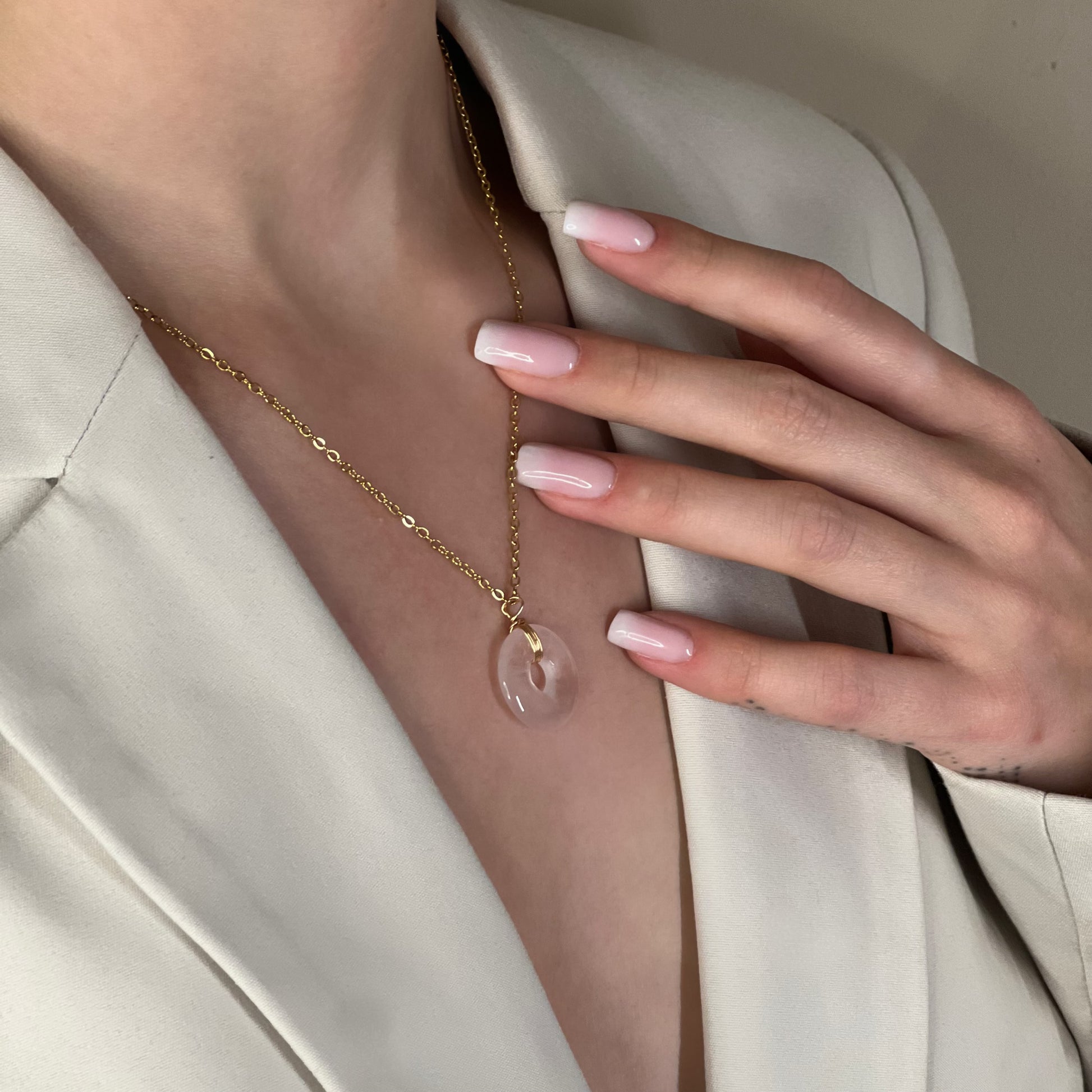 collier sarah quartz rose doré