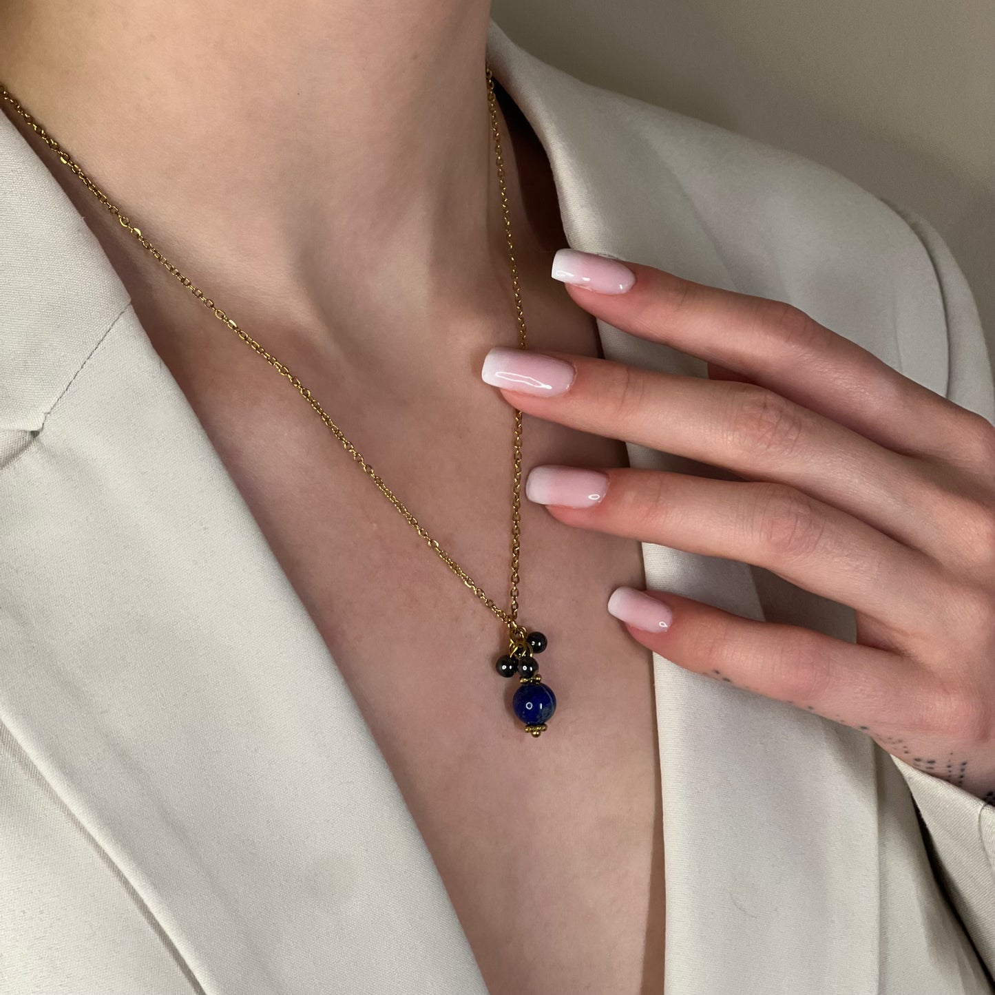 collier ilona lapis-lazuli doré