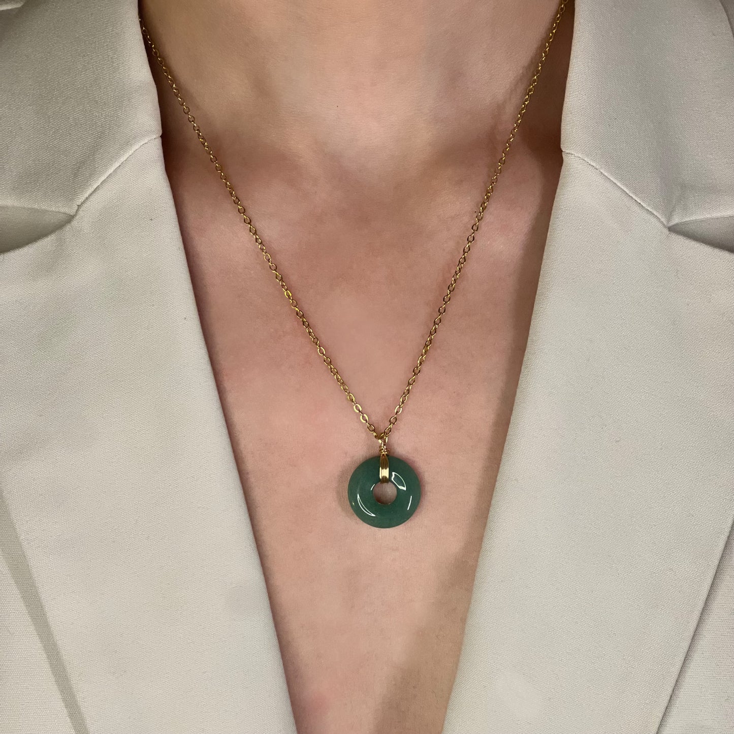 collier sarah aventurine verte doré