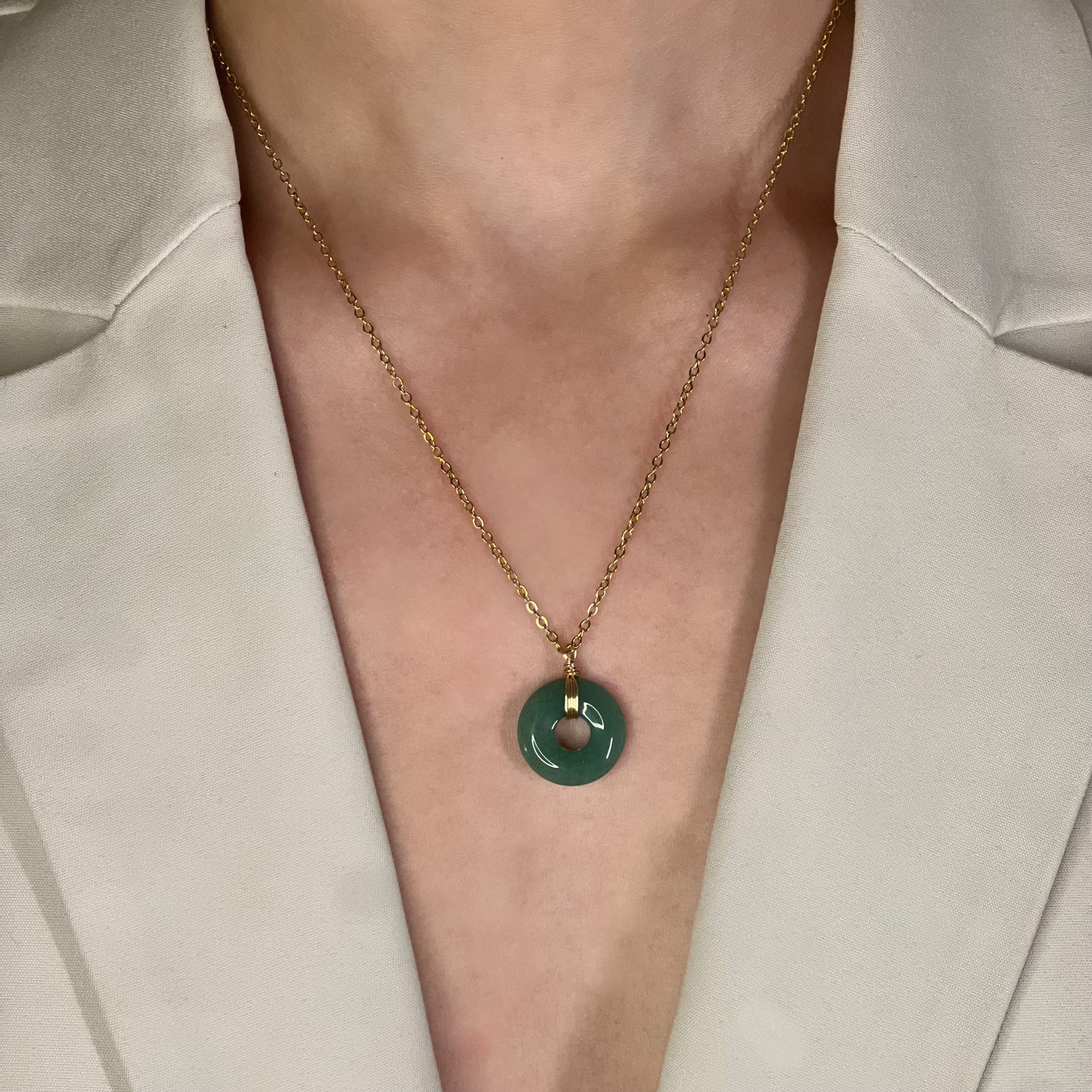 collier sarah aventurine verte doré