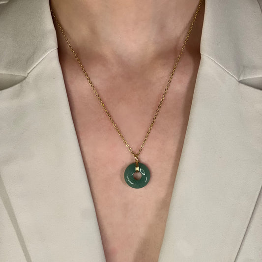 collier sarah aventurine verte doré