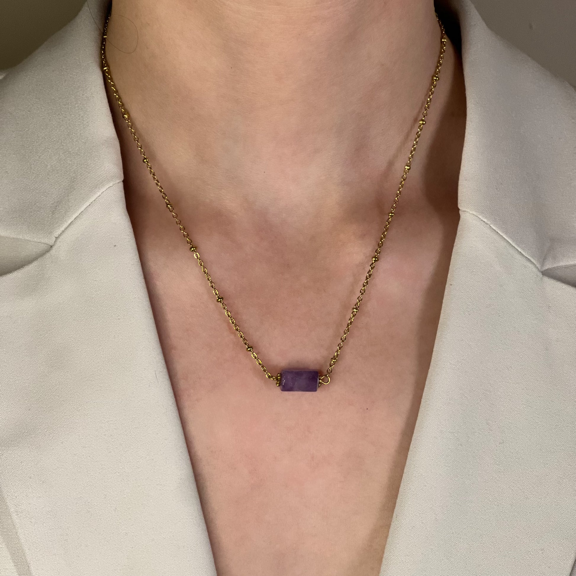 collier cléa améthyste doré