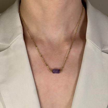 collier cléa améthyste doré