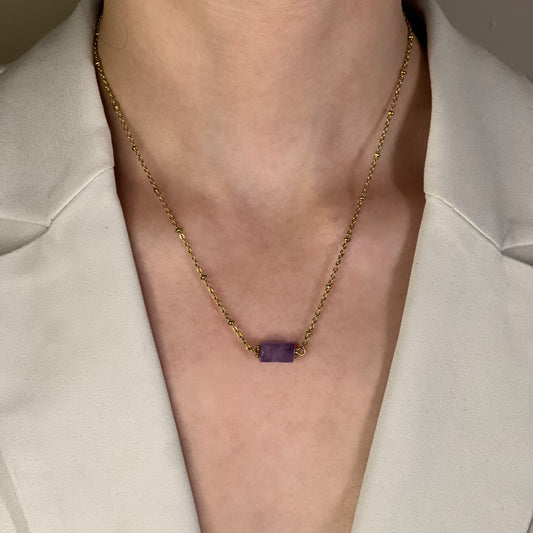 collier cléa améthyste doré