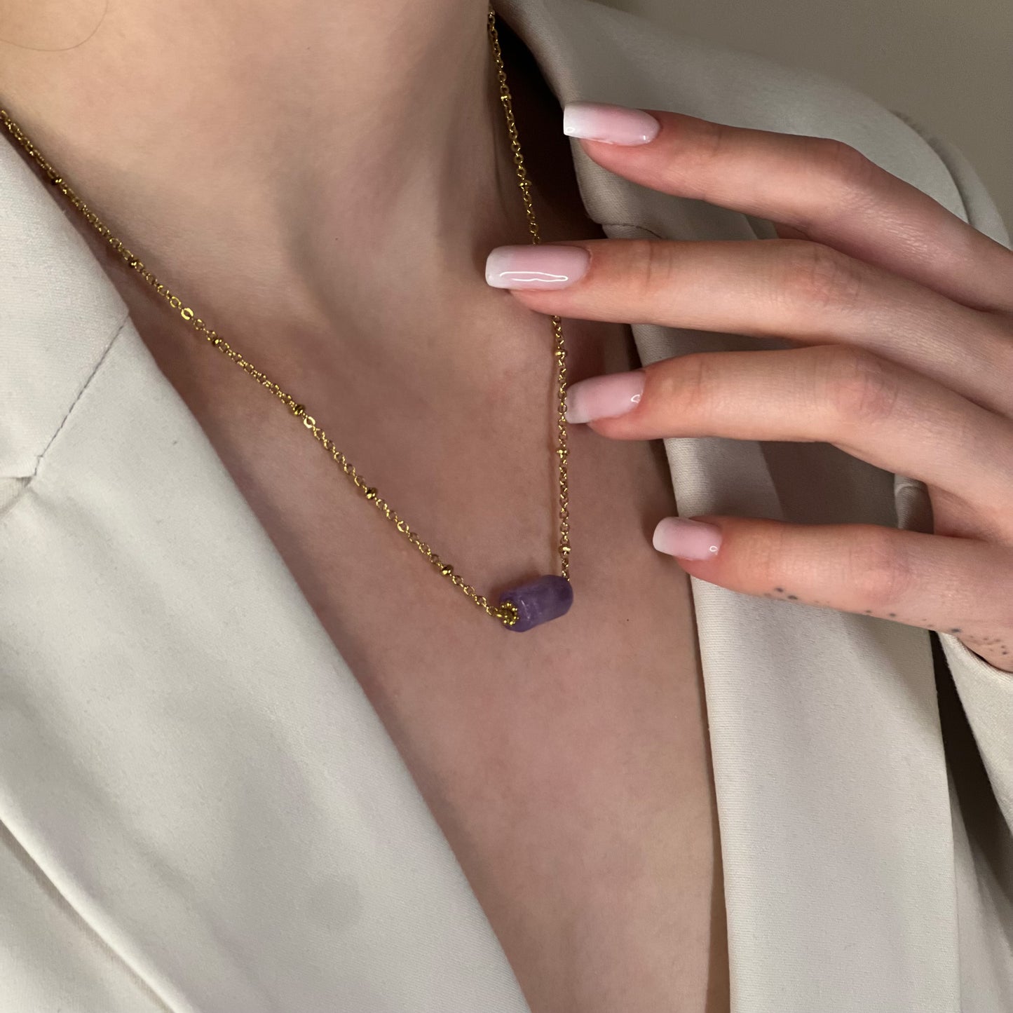 collier cléa améthyste doré
