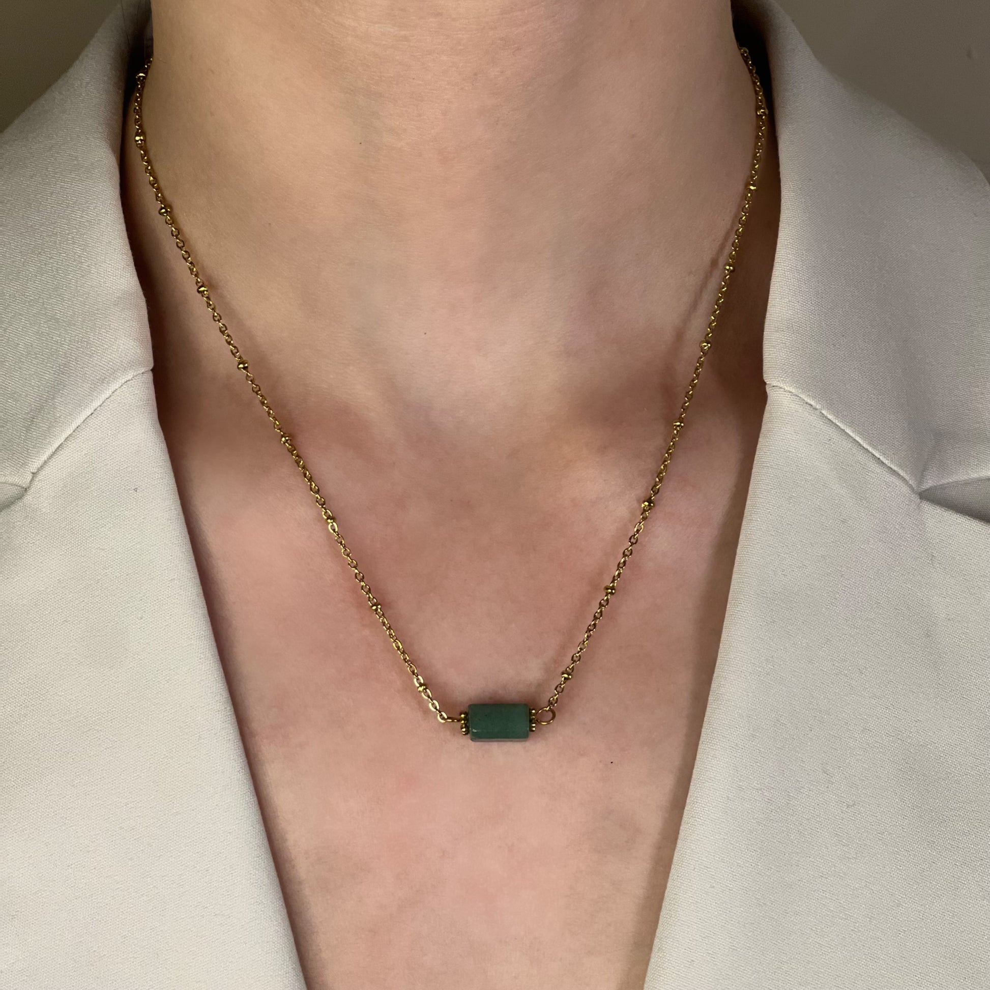 collier cléa aventurine verte doré