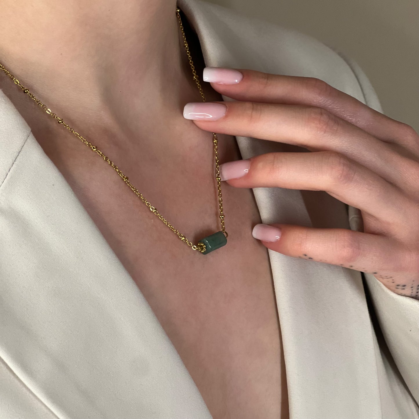 collier cléa aventurine verte doré