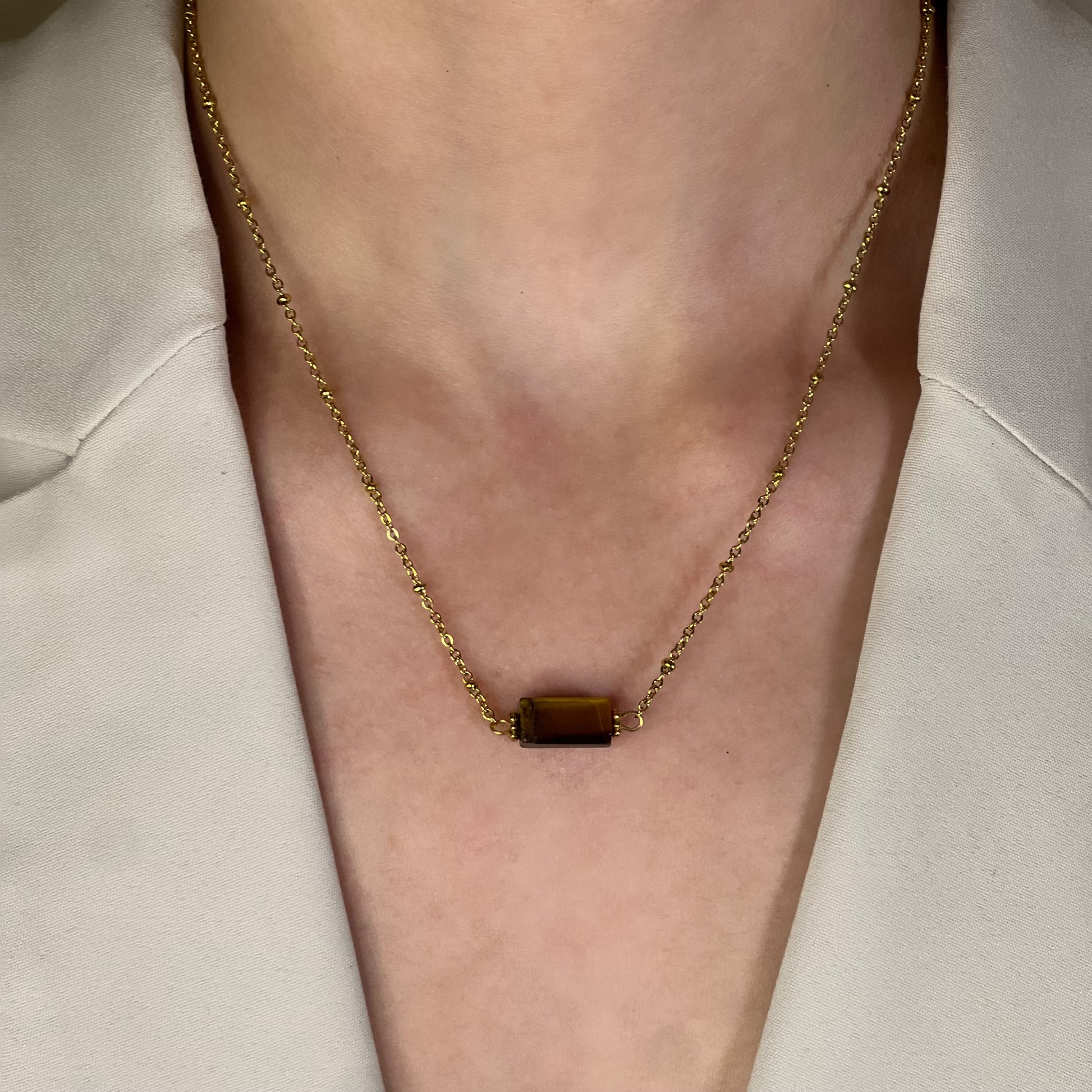 collier cléa oeil de tigre doré