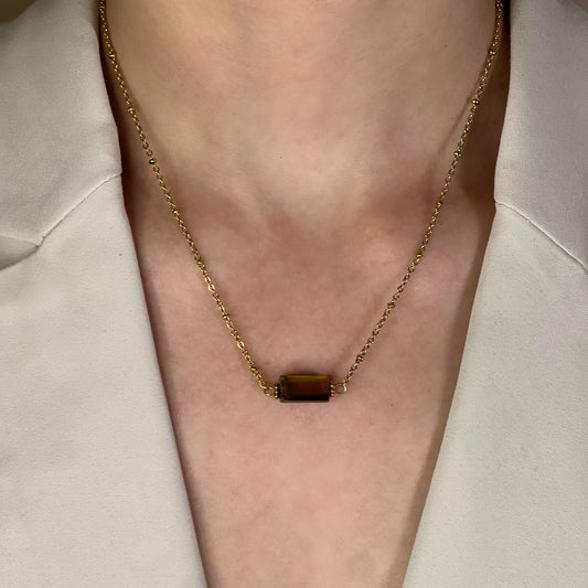 collier cléa oeil de tigre doré