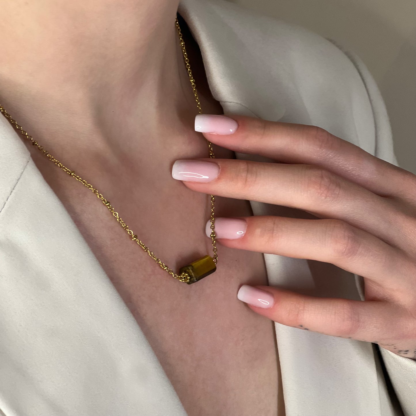 collier cléa oeil de tigre doré