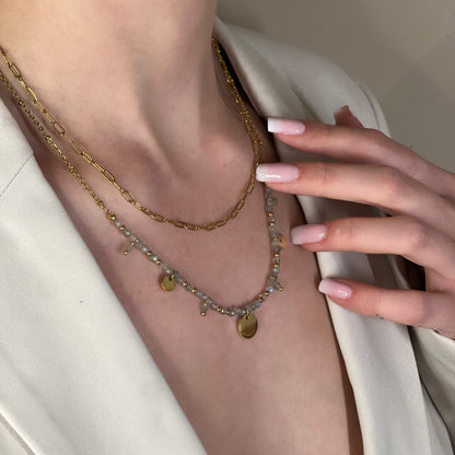 collier iris labradorite doré
