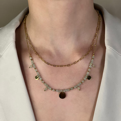 collier iris aventurine verte doré