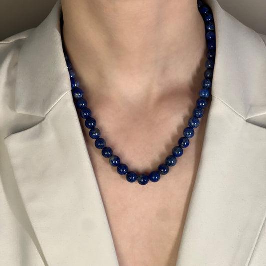 collier boule lapis-lazuli