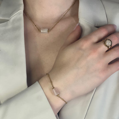 parure en quartz rose doré