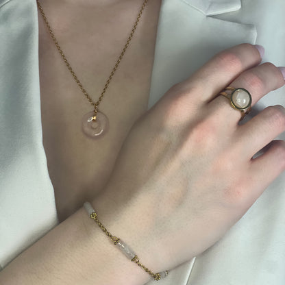 parure en quartz rose doré