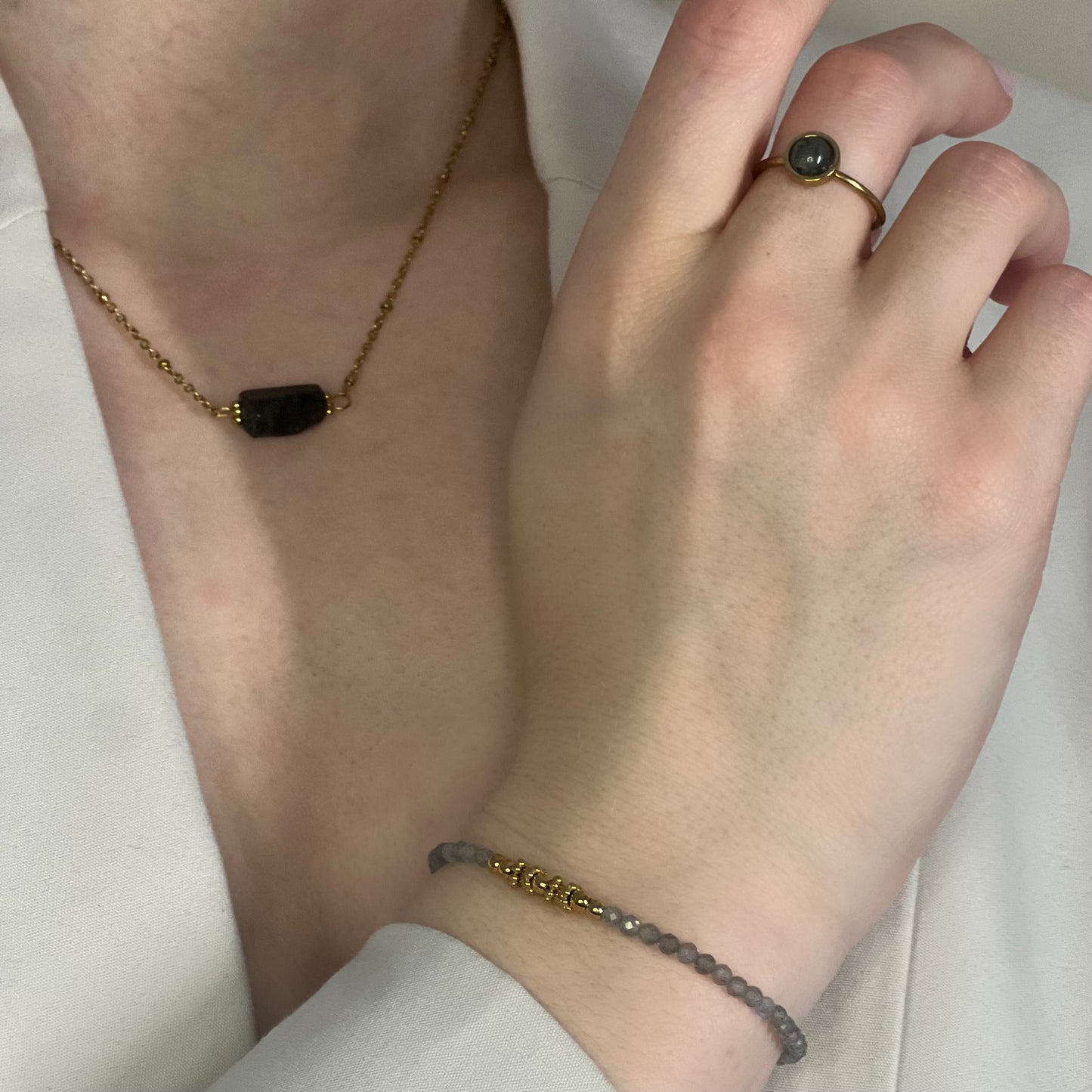 parure en labradorite doré