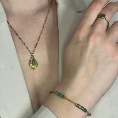 parure en aventurine verte doré