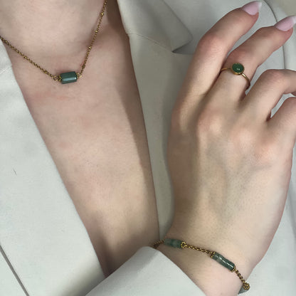 parure en aventurine verte doré