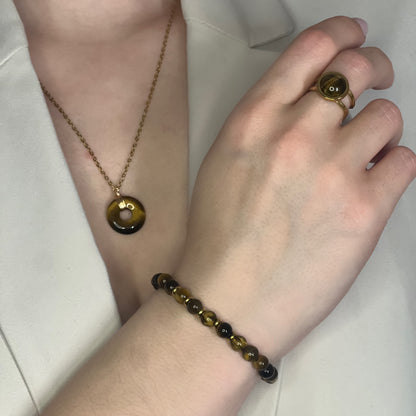 parure en oeil de tigre doré