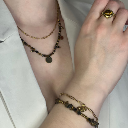 parure en oeil de tigre doré