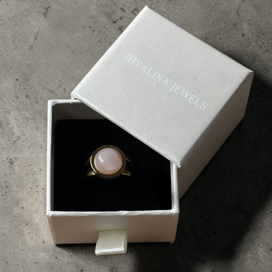bague bora quartz rose doré