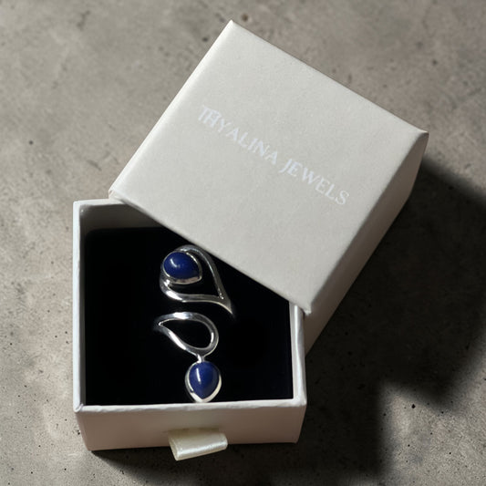 bague dahlia lapis-lazuli doré