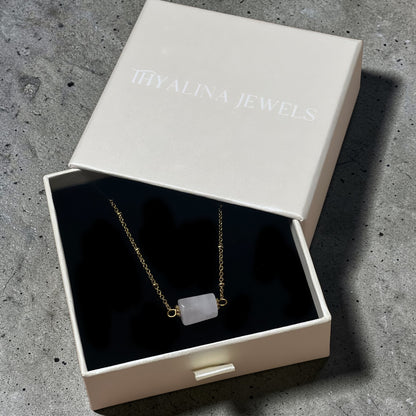 collier cléa quartz rose doré