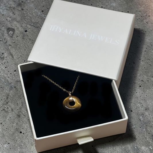 collier sarah oeil de tigre doré