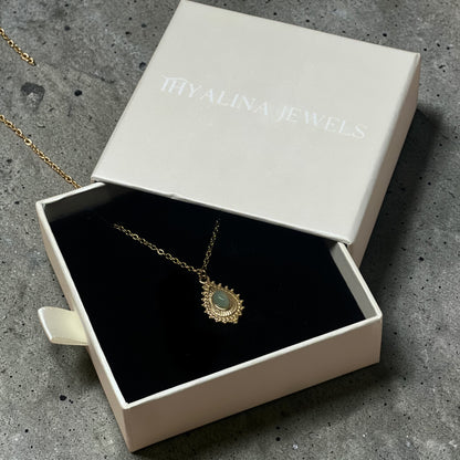 collier gloria aventurine verte doré