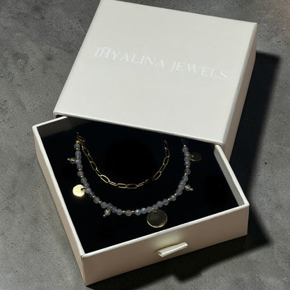 collier iris labradorite doré