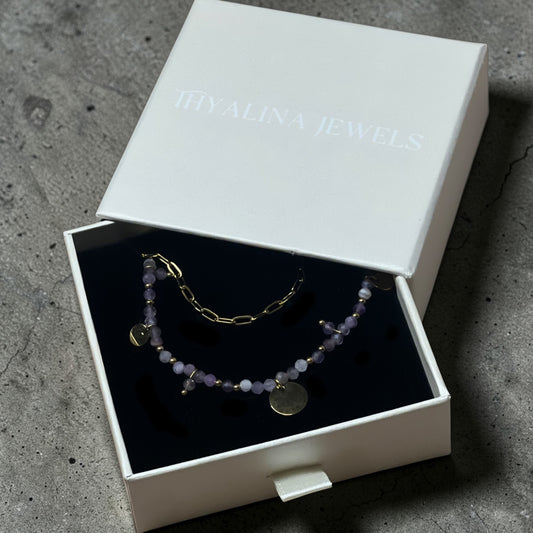 collier iris améthyste doré
