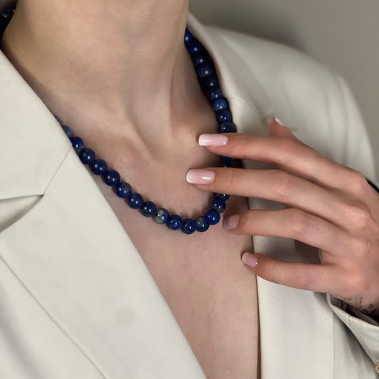 collier boule lapis-lazuli